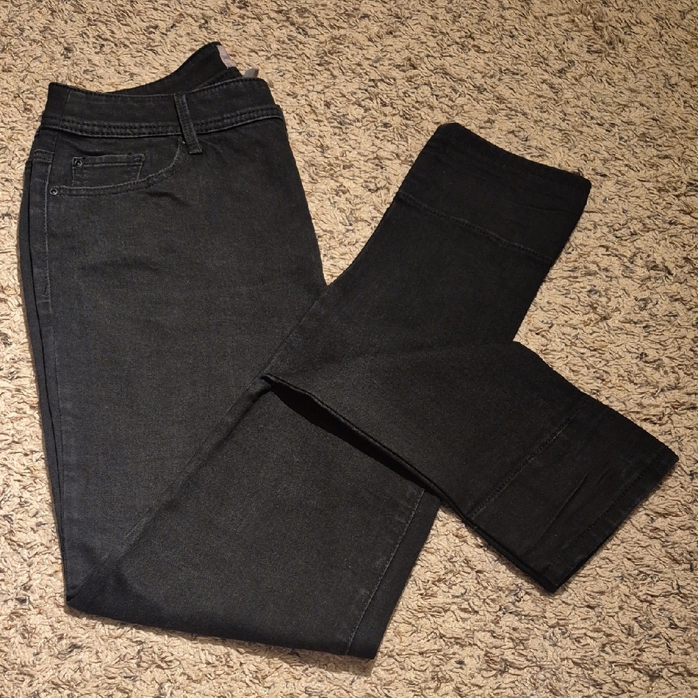 Chico's Black Jeans With Leopard Print Pants Cuff Size 0.5